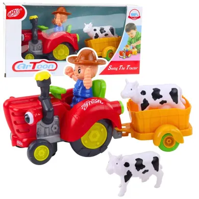 Lean Toys, traktor farmerski z przyczepką, pojazd interaktywny
