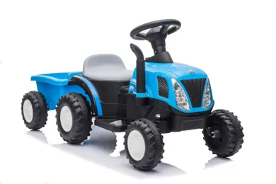 Lean Toys, Traktor, pojazd na akumulator z przyczepą, niebieski