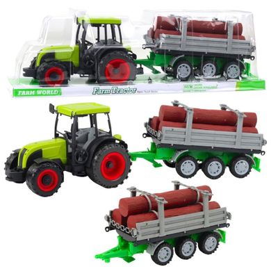 Lean Toys, traktor rolniczy z przyczepą do drewna