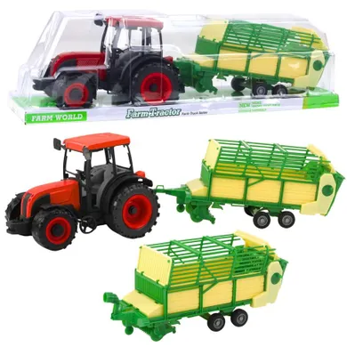 Lean Toys, traktor rolniczy z przyczepą, zielono-żółty