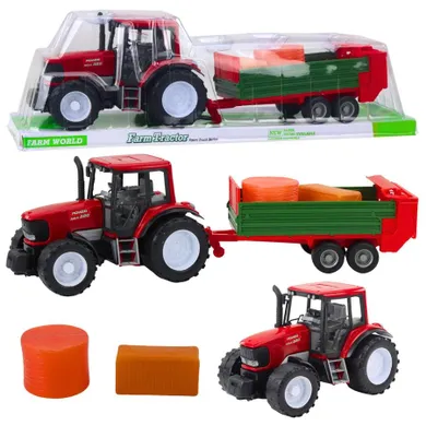 Lean Toys, traktor rolniczy z przyczepą, zielony