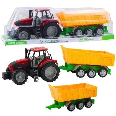 Lean Toys, traktor rolniczy z przyczepą, żółty