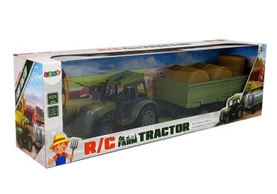 Lean Toys, traktor z belami siana 2.4G, zielony, pojazd zdalnie sterowany
