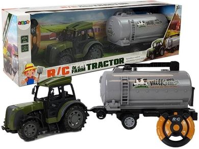 Lean Toys, traktor z cysterna 2.4G, zielony, pojazd zdalnie sterowany