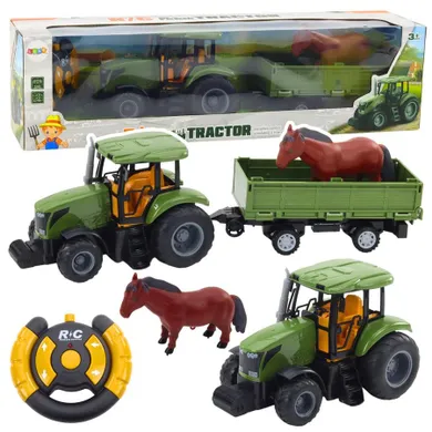 Lean Toys, traktor z przyczepą i koniem, pojazd zdalnie sterowany z figurką