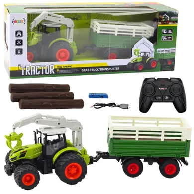 Lean Toys, traktor z przyczepą, pojazd zdalnie sterowany
