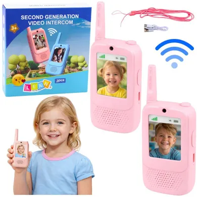 Lean Toys, walkie-talkie z wideo rozmową, różowe