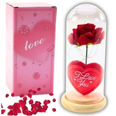 Lean Toys, wieczna róża w szkle, oświetlenie LED, czerwona