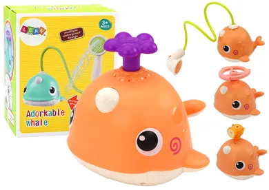 Lean Toys, wieloryb, 3 końcówki pomarańczowy, zabawka do kąpieli