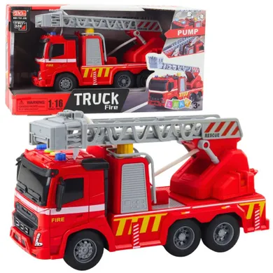 Lean Toys, wóz strażacki, rozpylanie wody, pojazd interaktywny, 1:16
