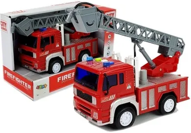 Lean Toys, wóz strażacki z naciągiem, czerwony, 1:20