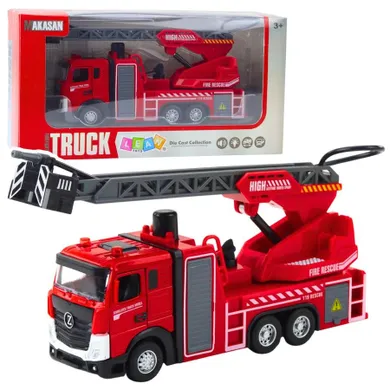 Lean Toys, wóz strażacki z wysięgnikiem, pojazd interaktywny