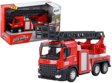 Lean Toys, wóz strażacki z wysuwaną drabiną, czerwony