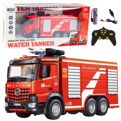 Lean Toys, wóz strażacki z wysuwaną drabiną, pojazd zdalnie sterowany