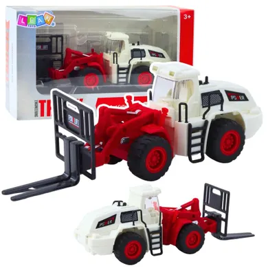Lean Toys, wózek widłowy, metalowe widły, interaktywny pojazd budowlany
