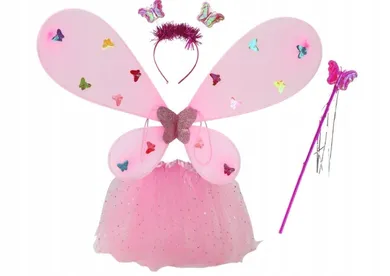 Lean Toys, Wróżka ze skrzydłami motyla, strój dla dzieci, różowy