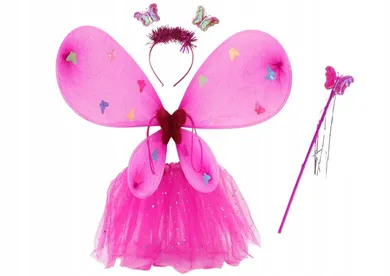 Lean Toys, Wróżka ze skrzydłami motyla, strój dla dzieci, różowy
