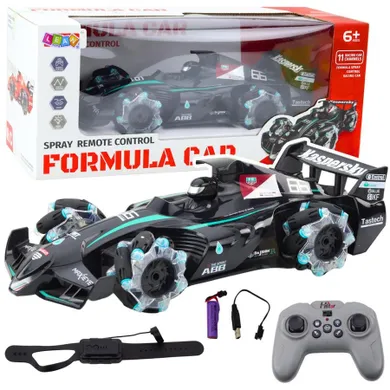 Lean Toys, wyścigówka auto sportowe zdalnie sterowana rc efekt dymu, 2.4g czarna