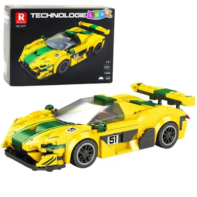 Lean Toys, wyścigówka P1 GTR, klocki konstrukcyjne, żółta, 351 elementów