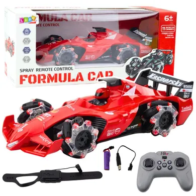 Lean Toys, wyścigówka, zdalnie sterowana, efekt dymu, czerwona