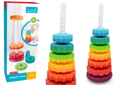 Lean Toys, zakręcona wieża, tęczowa, 6 elementów