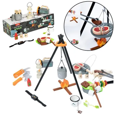 Lean Toys, zestaw do biwakowania drewniany ognisko akcesoria, 45 el
