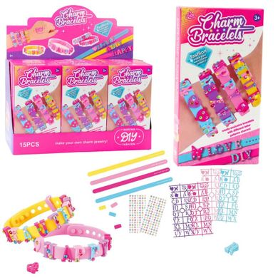 Lean Toys, zestaw do tworzenia bransoletek z zawieszkami, literki, 1 szt.