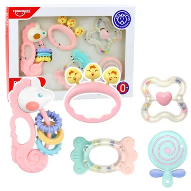 Lean Toys, zestaw gyzaków i grzechotek, 5 szt.