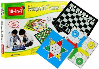 Lean Toys, zestaw magnetycznych gier rodzinnych 18w1