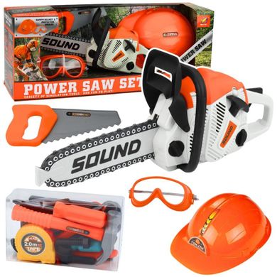 Lean Toys, zestaw majsterkowicza, piła łańcuchowa z akcesoriami, interaktywna