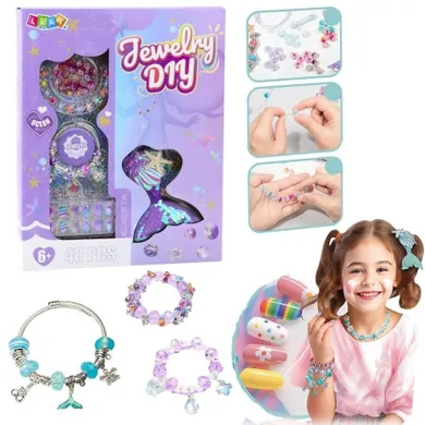 Lean Toys, zestaw piękności biżuteria spinka syreni ogon, 48 elementów