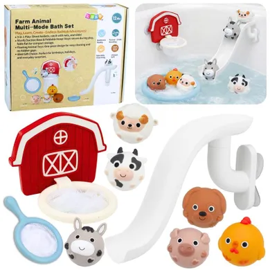 Lean Toys, zwierzątka domowe, zjeżdżalnia, zabawki do kąpieli, 10 elementów