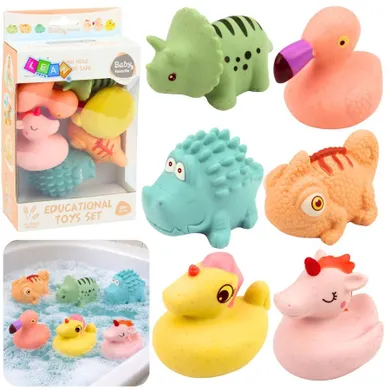Lean Toys, zwierzątka, zabawki do kąpieli, pastelowe, 6 szt.