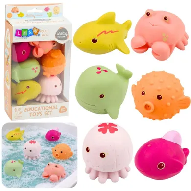 Lean Toys, zwierzęta morskie, gumowe zabawki do kąpieli, 6 elementów