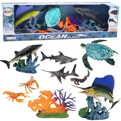 Lean Toys, zwierzęta morskie, zestaw figurek, ruchome elementy, 10 elementów