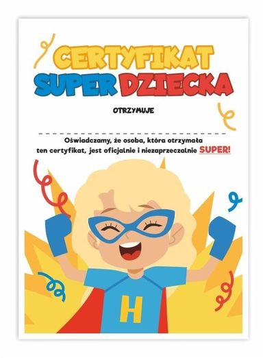 LearnHow, certyfikat A4, Super Dziecko, dziewczynka, 10 szt.