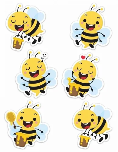 LearnHow, dekoracje okienne, dwustronne, pszczoły, 6 elementów