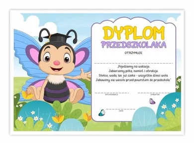 LearnHow, dyplom A4 przedszkolaka, Motylek, 10 szt.