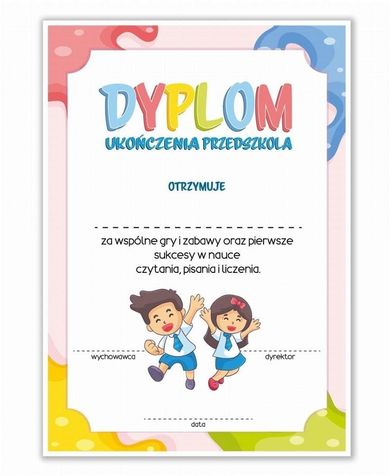 Learnhow, dyplom A4 ukończenia przedszkola, różowy, 10 szt.