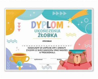 Learnhow, dyplom A4 ukończenia żłobka, Puchar, 20 szt.