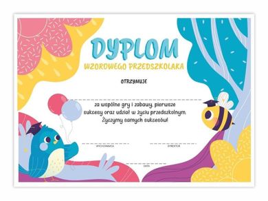 LearnHow, dyplom A4 wzorowego przedszkolaka, Ptaszek, 30 szt.
