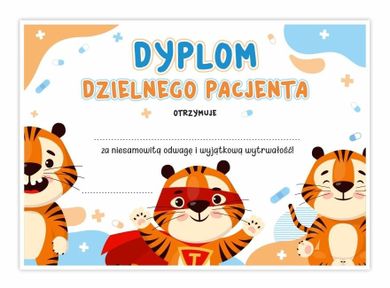 LearnHow, dyplom Dzielnego Pacjenta, A5, tygrys, 10 szt.