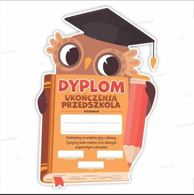 LearnHow, dyplom ukończenia przedszkola, sowa, 5 szt.