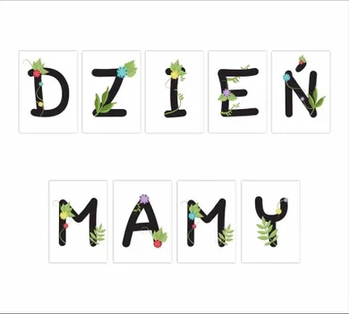 Learnhow, litery dekoracyjne, A4, dzień mamy, 9 elementów