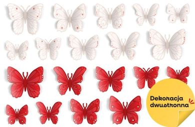 LearnHow, motyle papierowe, biało-czerwone, 20 elementów