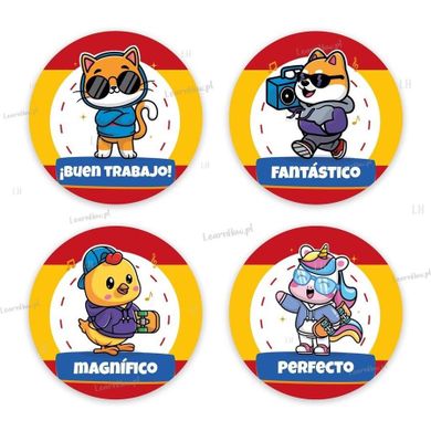 LearnHow, naklejki motywacyjne, Język hisz. Zwierzątka, 48 szt.