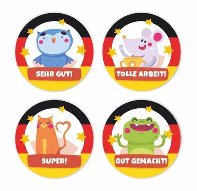 LearnHow, naklejki motywacyjne, zwierzątka po niemiecku