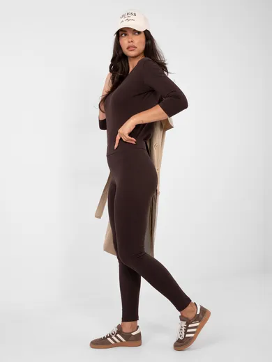 Legginsy damskie, brązowe, Basic Feel Good
