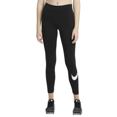 Legginsy damskie, czarne, Nike NSW W Essential Swoosh Leggins