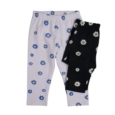 Legginsy dziewczęce 3/4, białe, granatowe, zestaw, 2 szt., Tup Tup